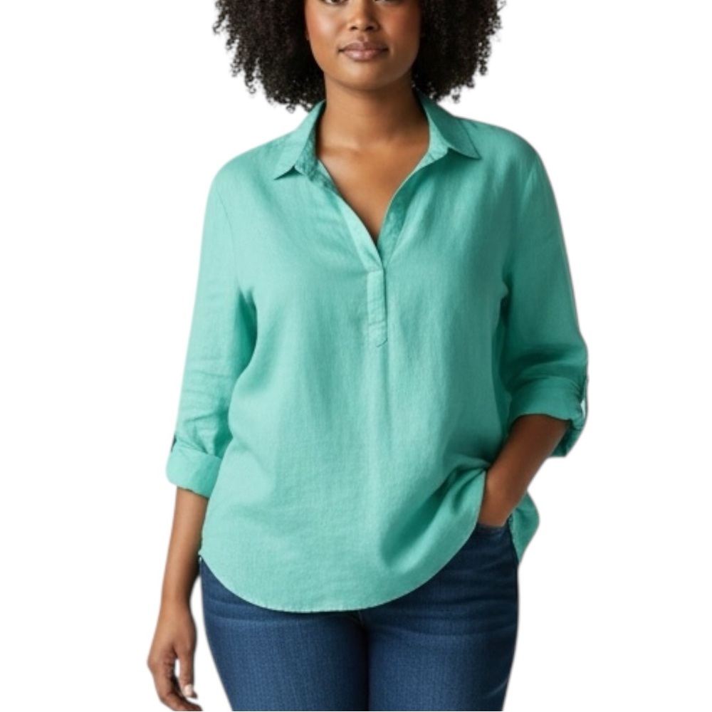 VINEYARD VINES Linen Blend Tunic/Swim Cover-up in Teal Size Med — SUMMER STAPLE!
